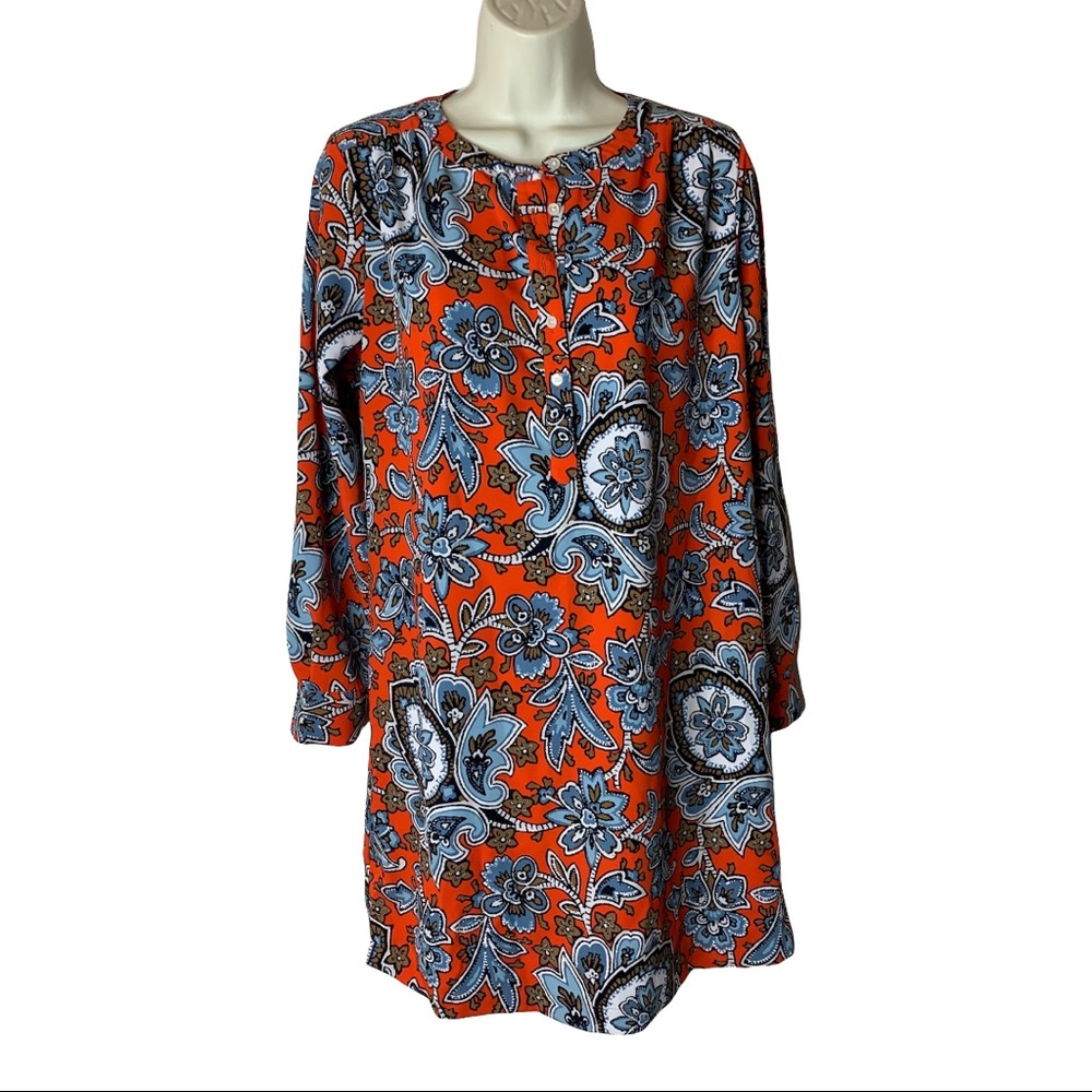 Ann Taylor LOFT Vintage Red-Orange Paisley Print Dress XS